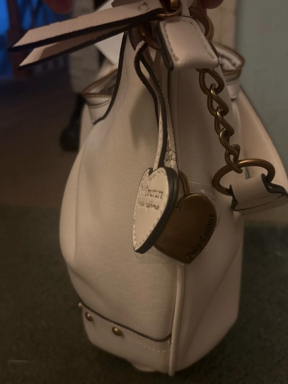 Juicy Couture Cream Heart Emblem Hobo with Gold Accents